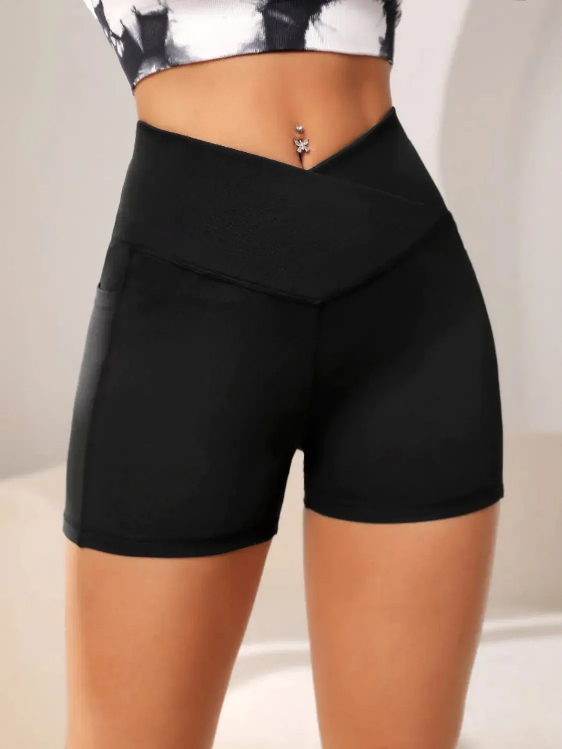 High Waist Active Shorts with Pockets