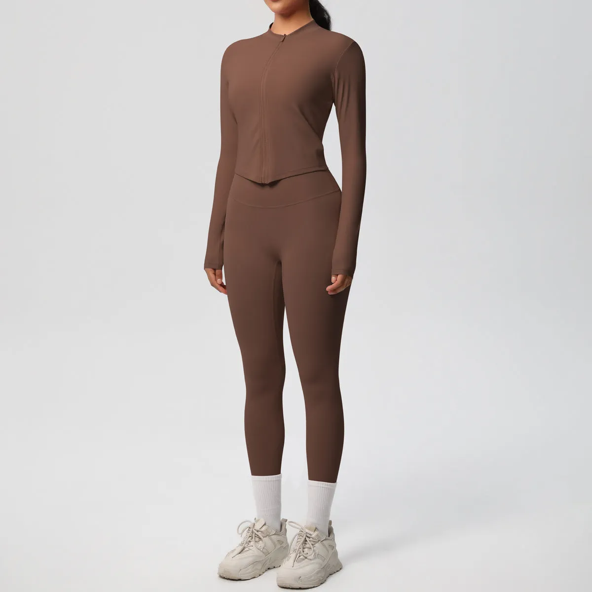 High Waist Nude Feel Long Sleeve Coat Yoga Set