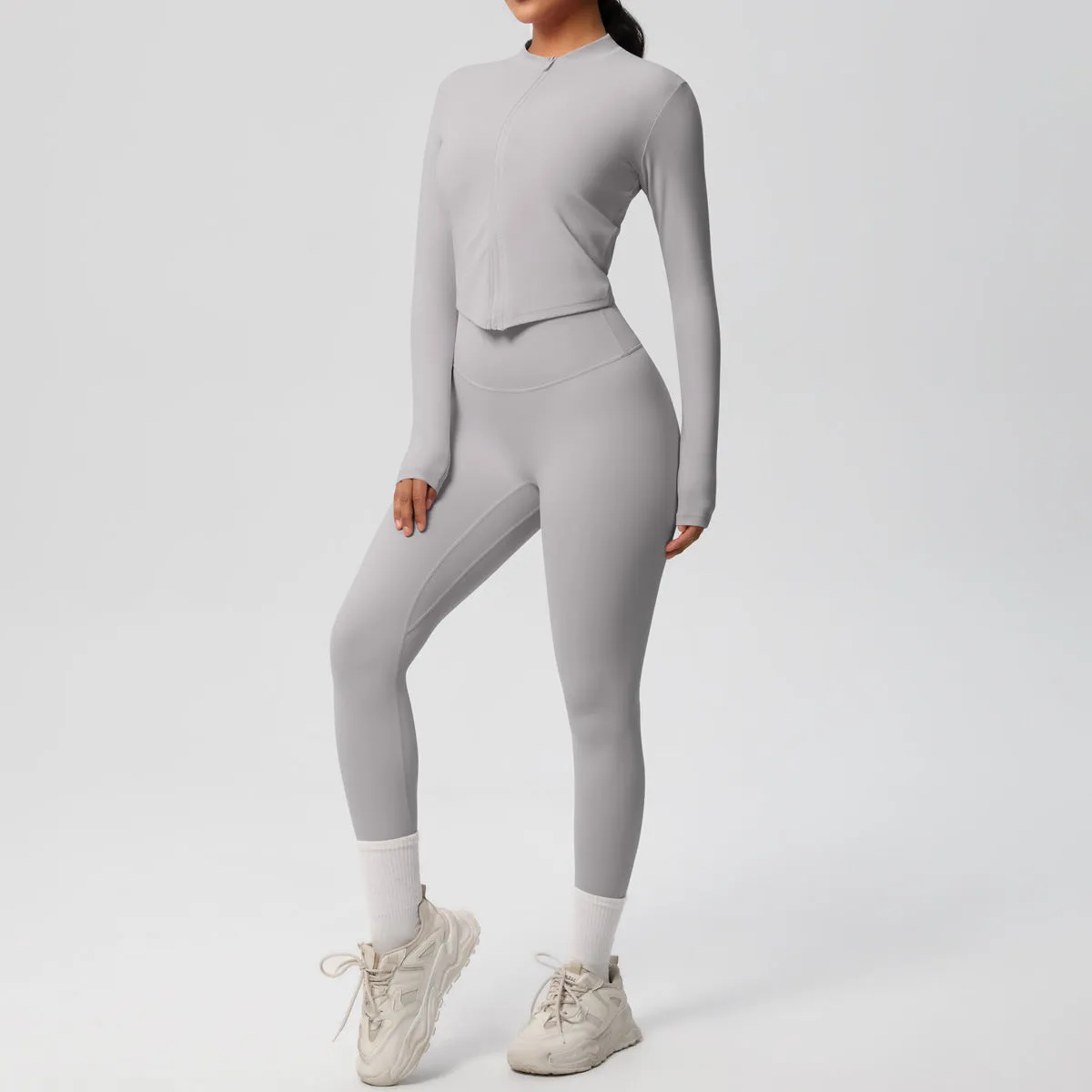 High Waist Nude Feel Long Sleeve Coat Yoga Set