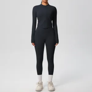 High Waist Nude Feel Long Sleeve Coat Yoga Set