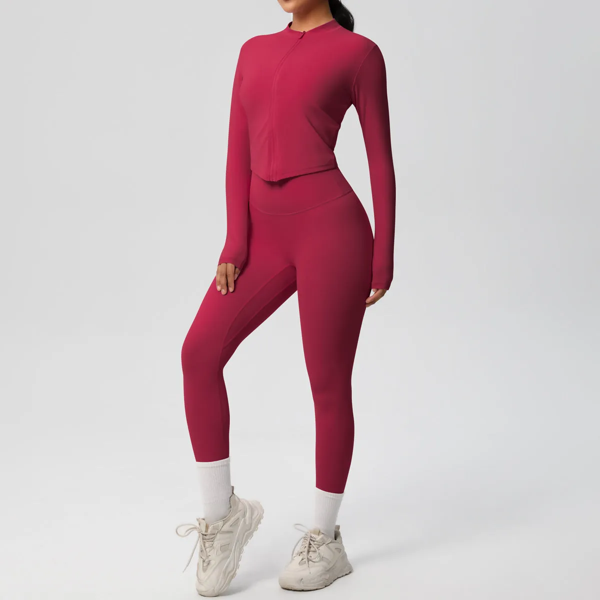 High Waist Nude Feel Long Sleeve Coat Yoga Set