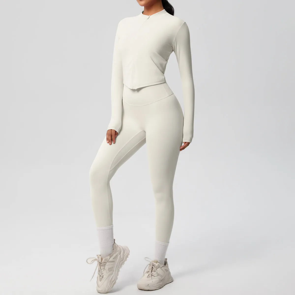 High Waist Nude Feel Long Sleeve Coat Yoga Set