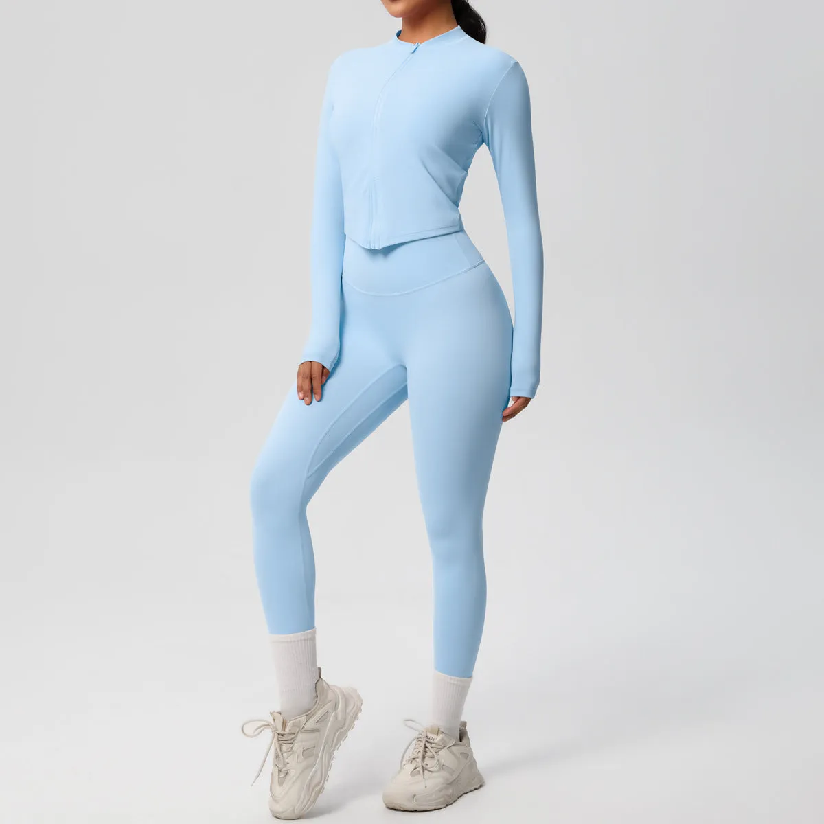High Waist Nude Feel Long Sleeve Coat Yoga Set