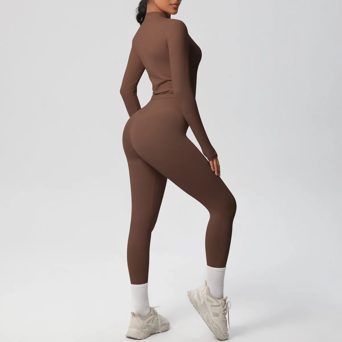 High Waist Nude Feel Long Sleeve Coat Yoga Set