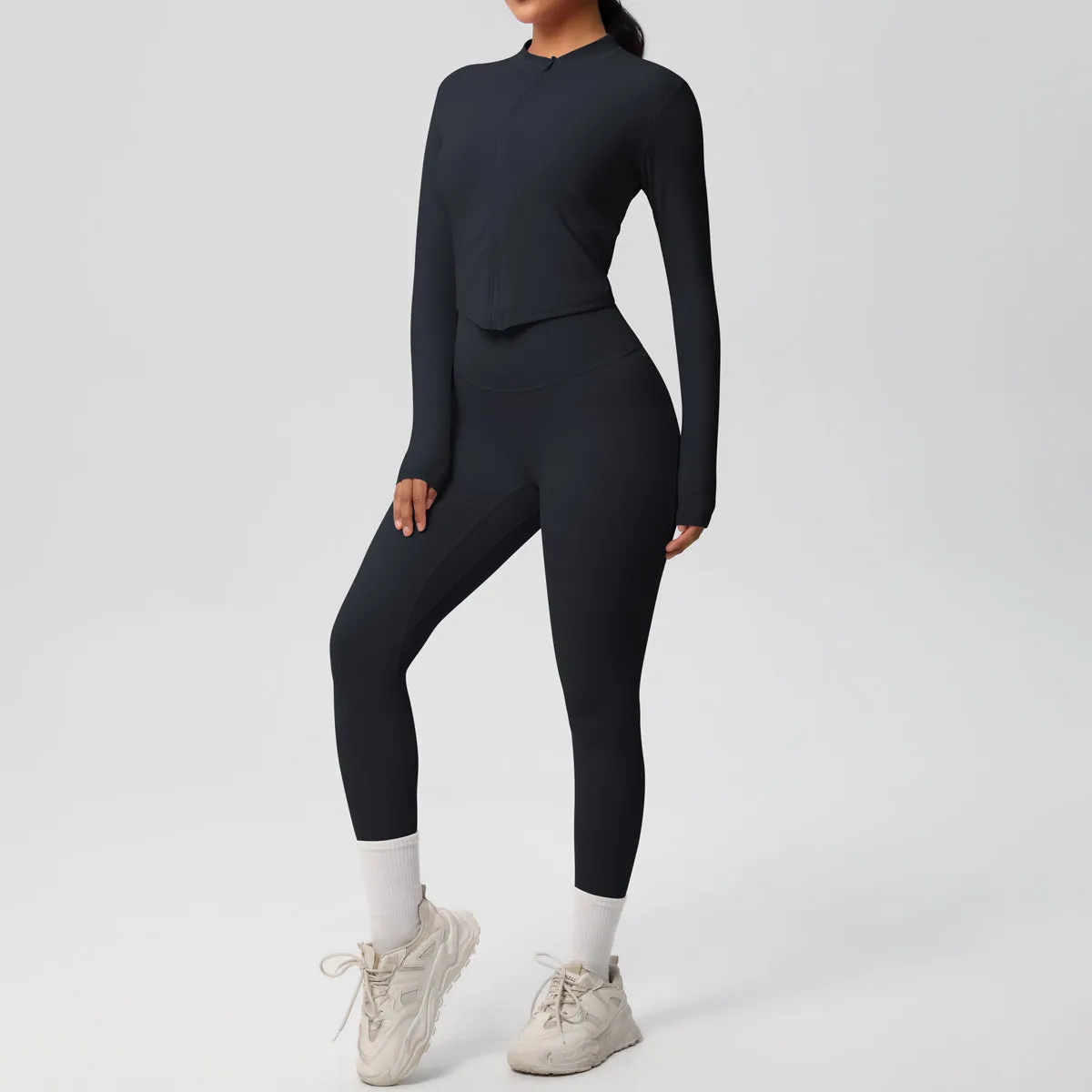 High Waist Nude Feel Long Sleeve Coat Yoga Set