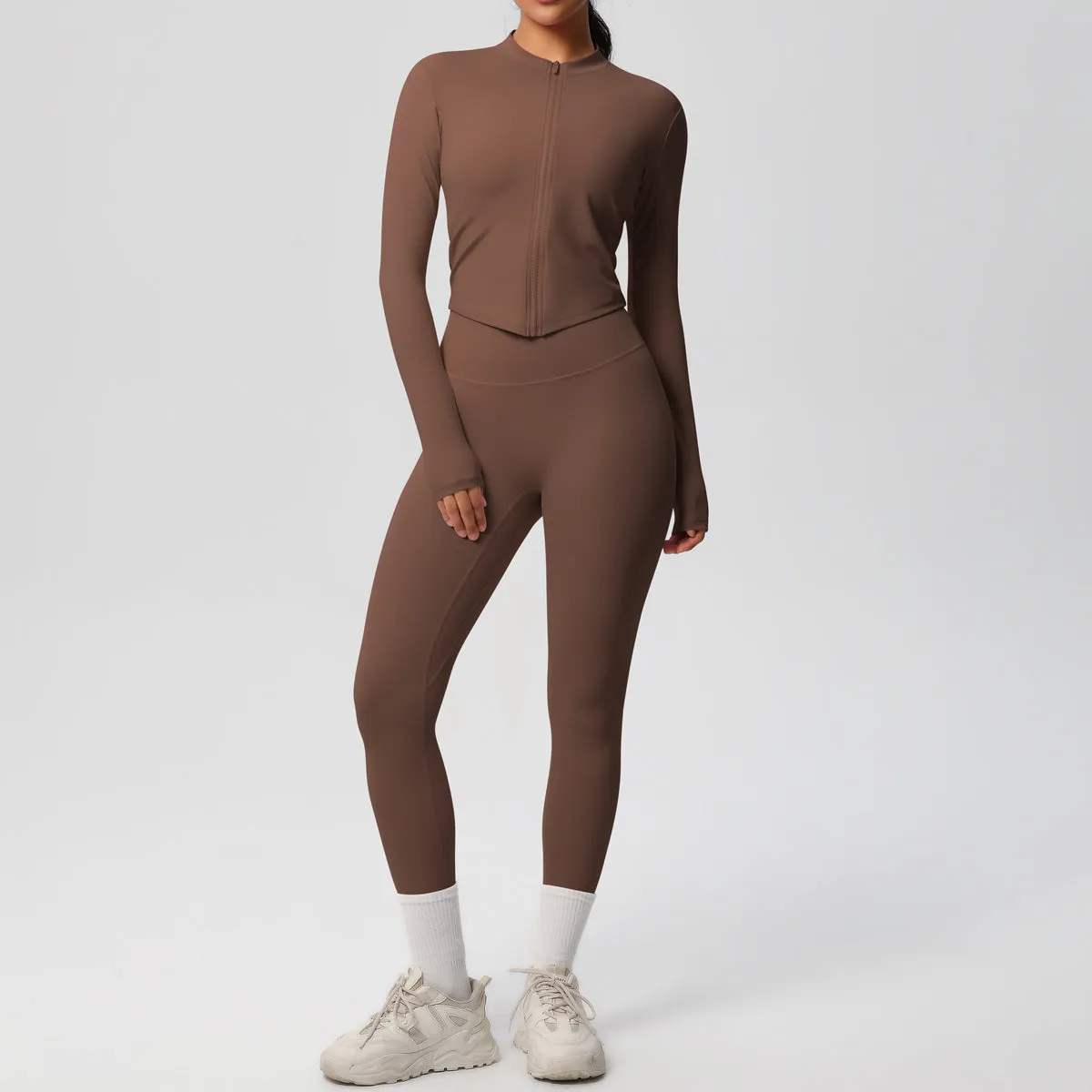 High Waist Nude Feel Long Sleeve Coat Yoga Set