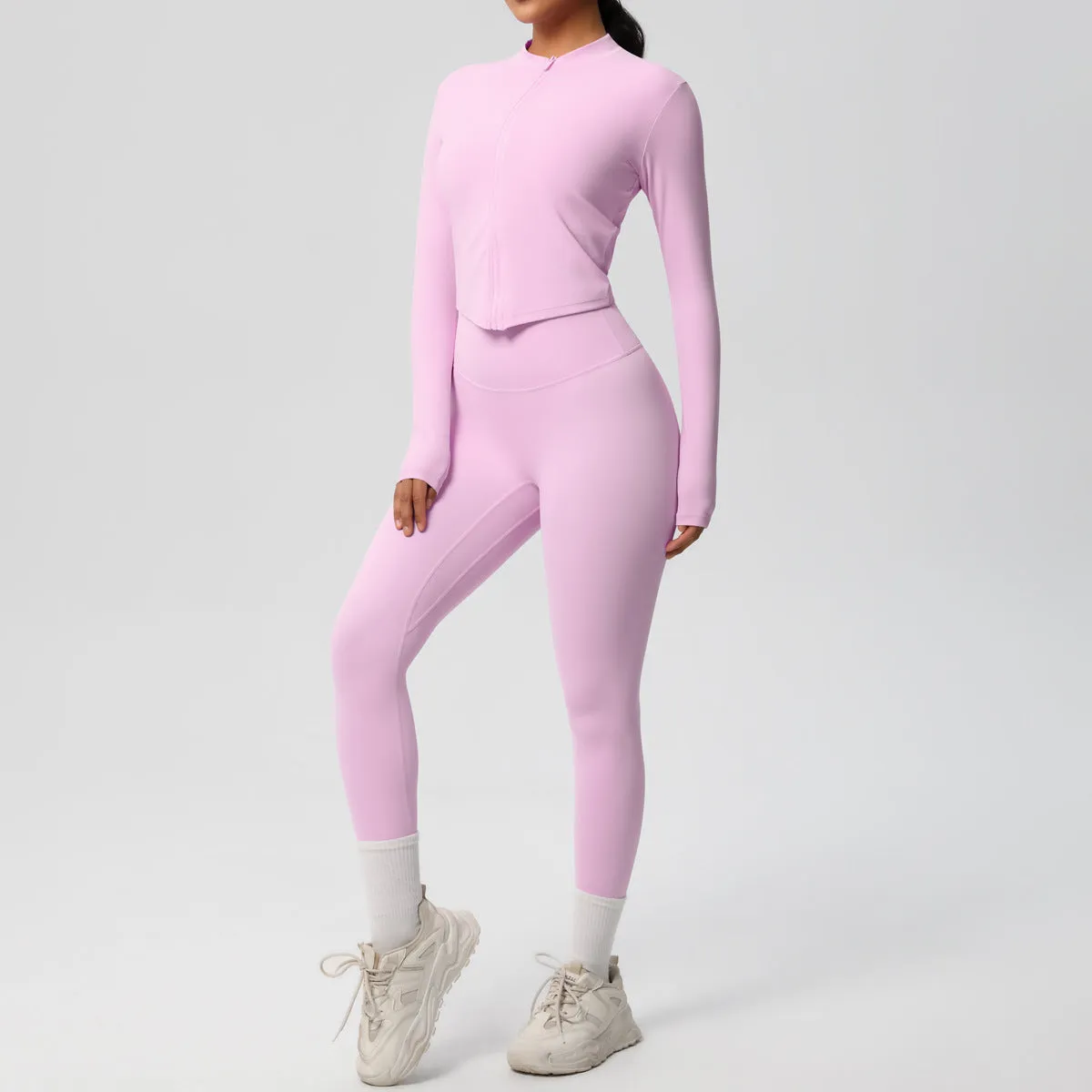 High Waist Nude Feel Long Sleeve Coat Yoga Set