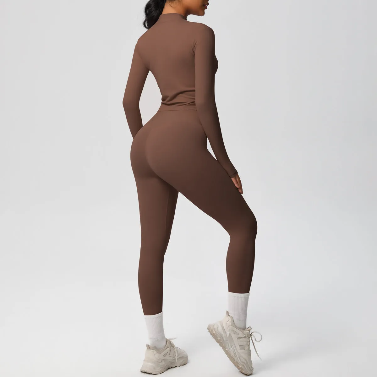 High Waist Nude Feel Long Sleeve Coat Yoga Set