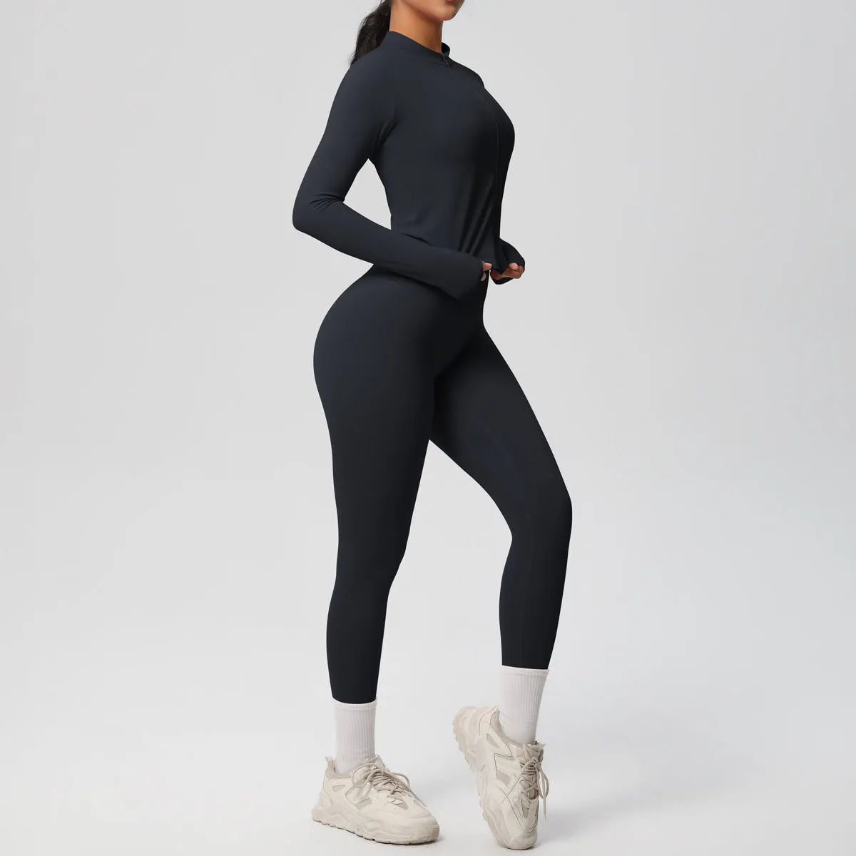 High Waist Nude Feel Long Sleeve Coat Yoga Set