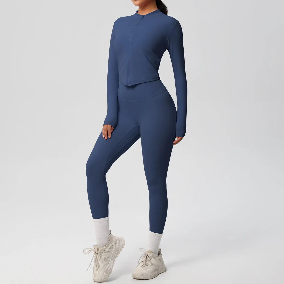 High Waist Nude Feel Long Sleeve Coat Yoga Set