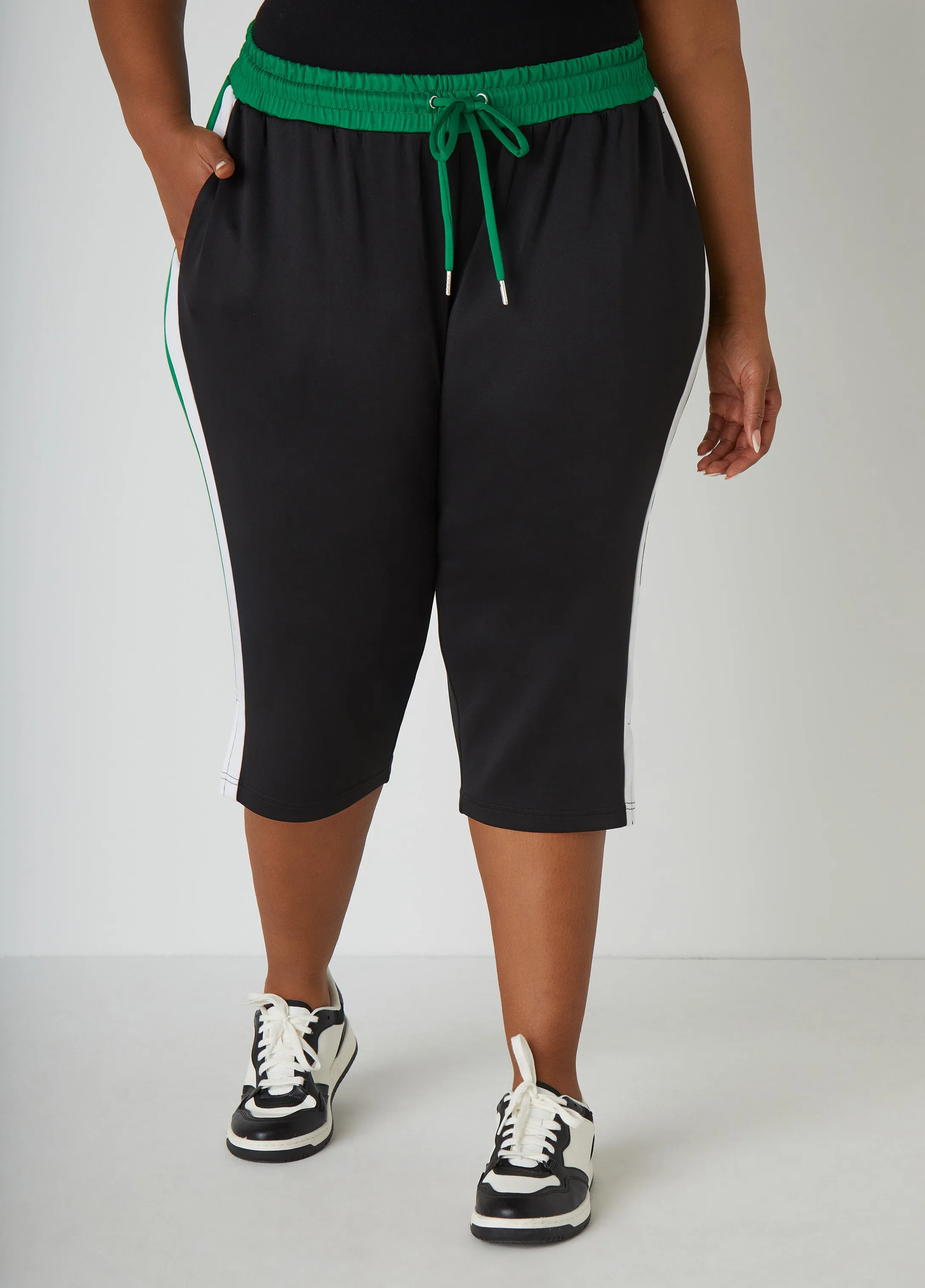 High Waist Striped Capris