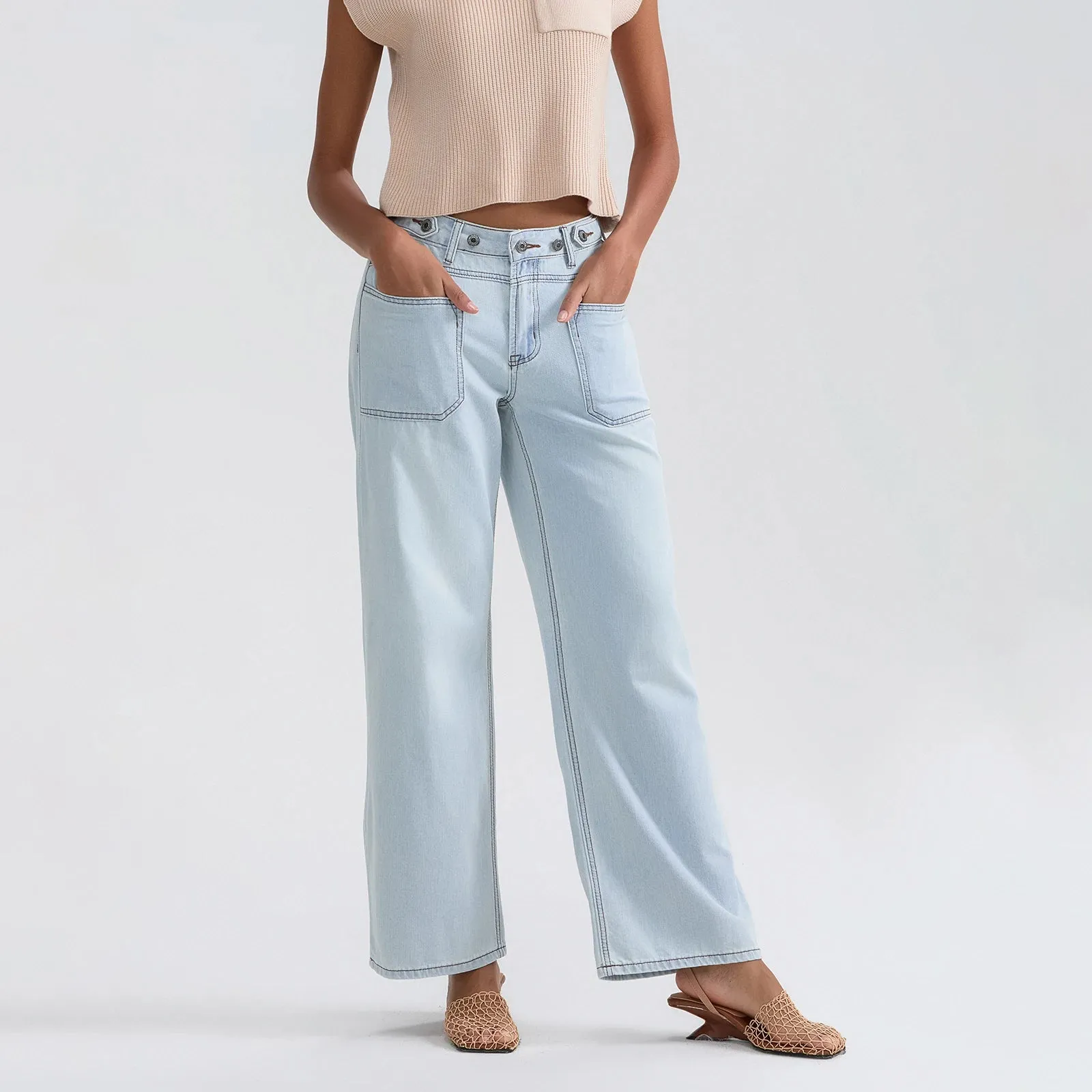 High Waist Wide Leg Denim Pants