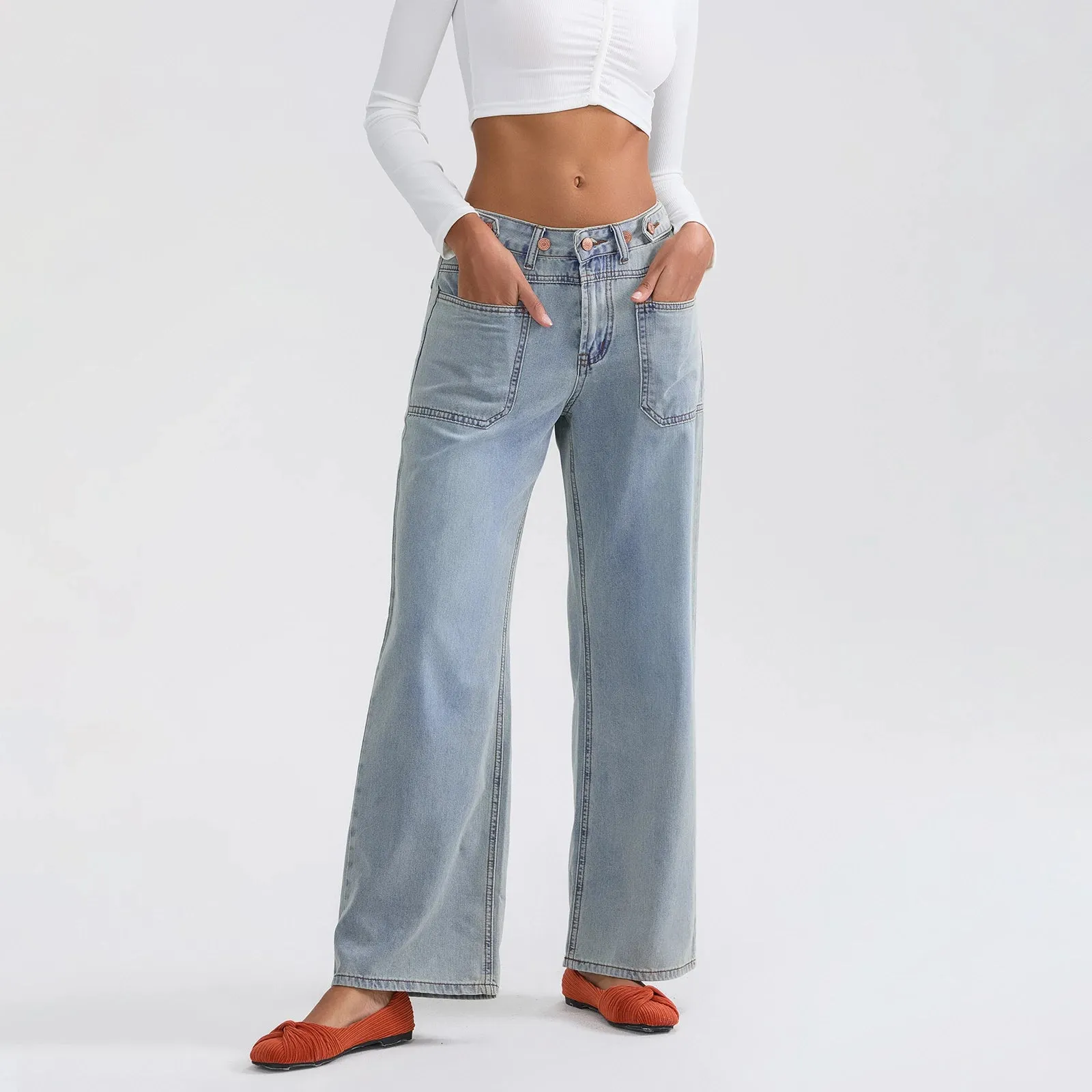 High Waist Wide Leg Denim Pants