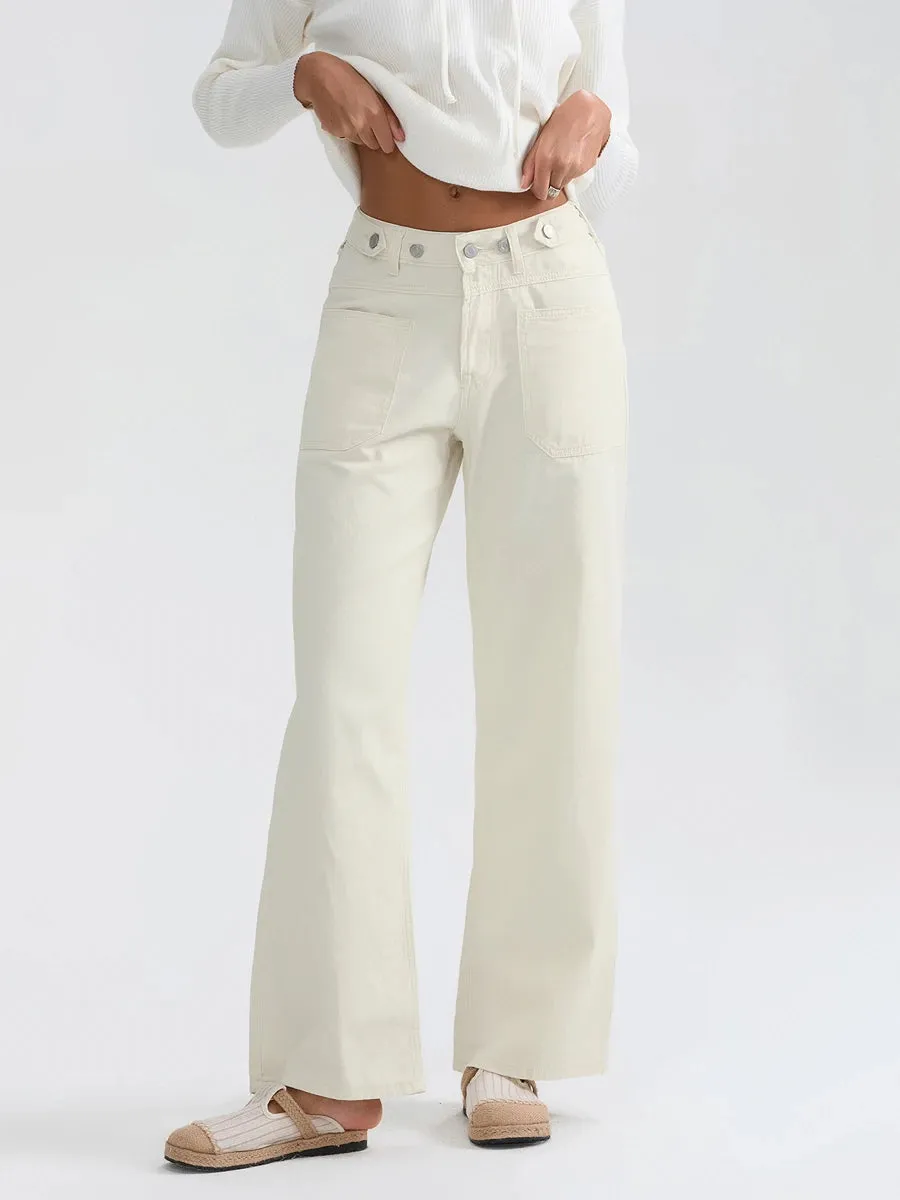 High Waist Wide Leg Denim Pants