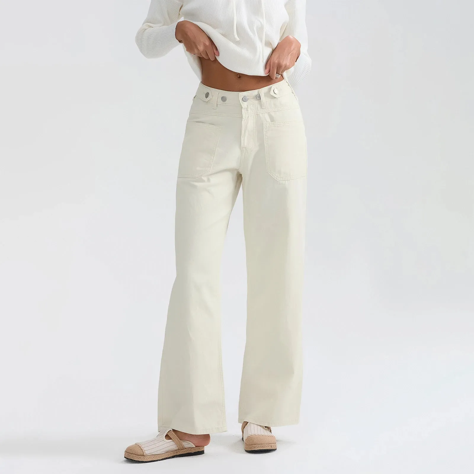 High Waist Wide Leg Denim Pants