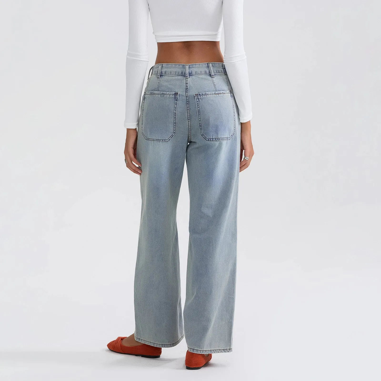 High Waist Wide Leg Denim Pants