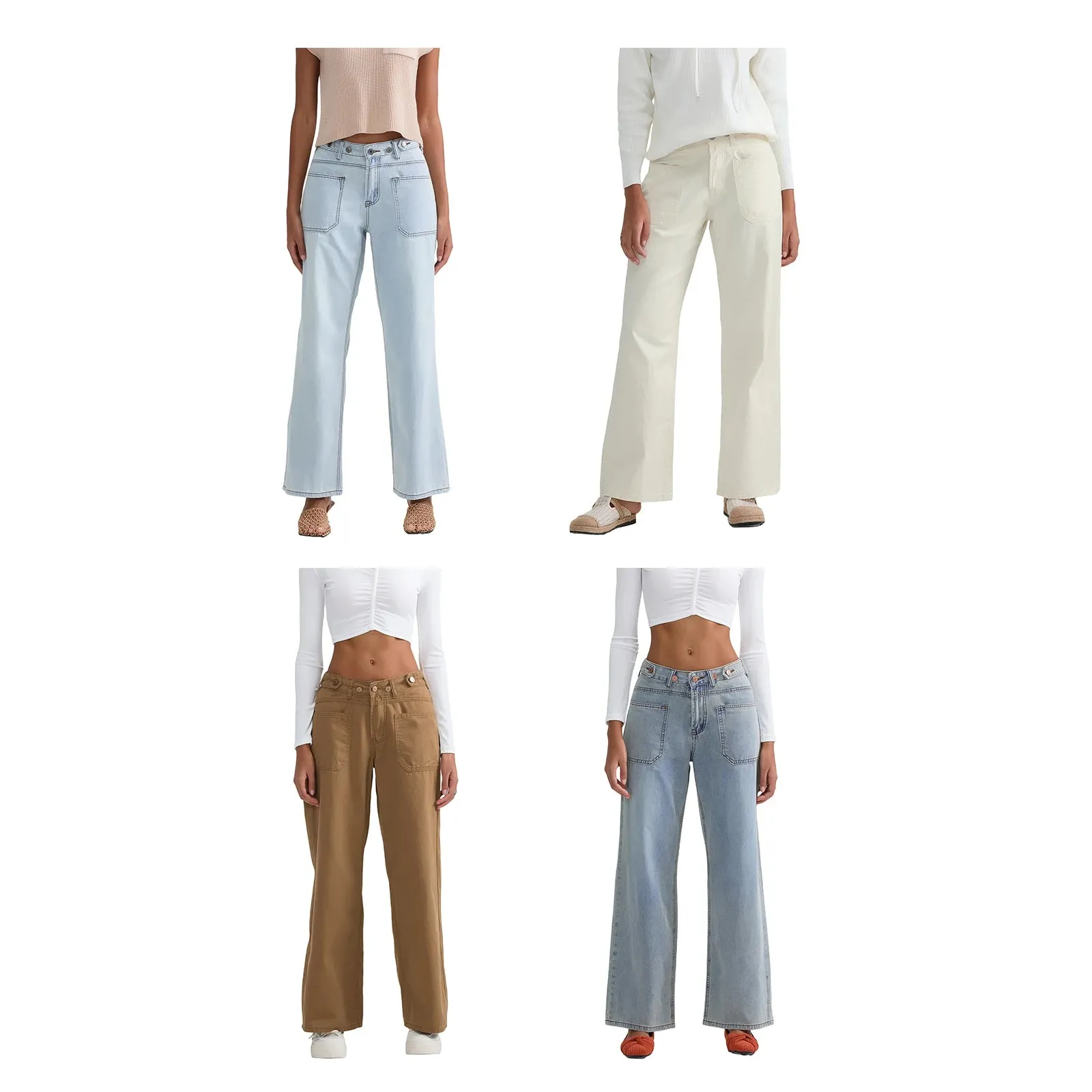High Waist Wide Leg Denim Pants