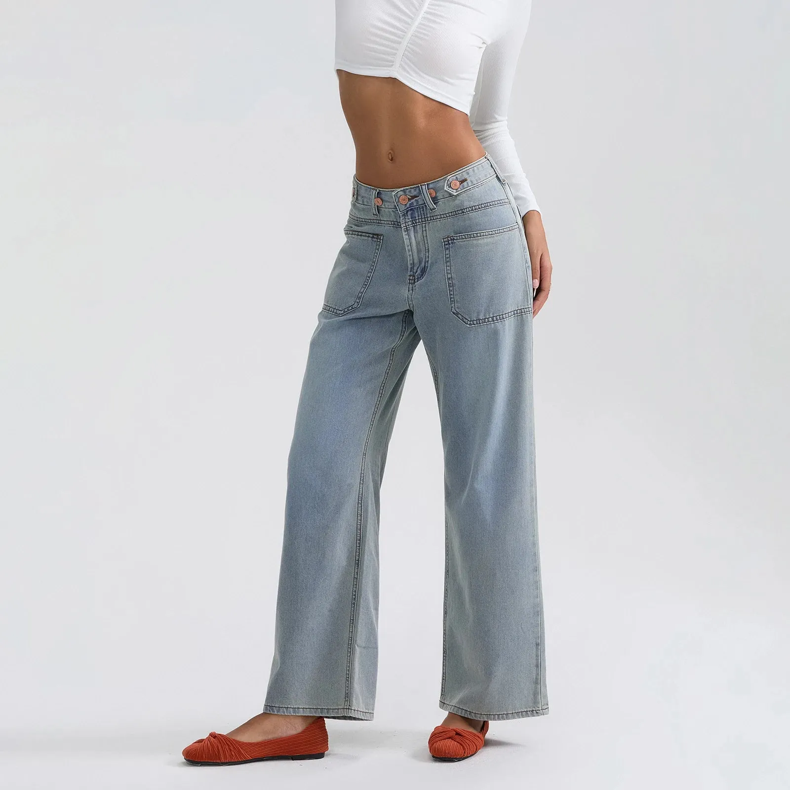 High Waist Wide Leg Denim Pants