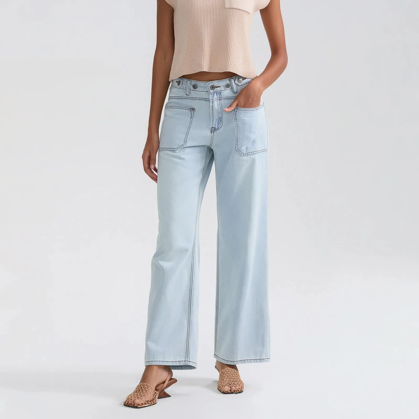 High Waist Wide Leg Denim Pants