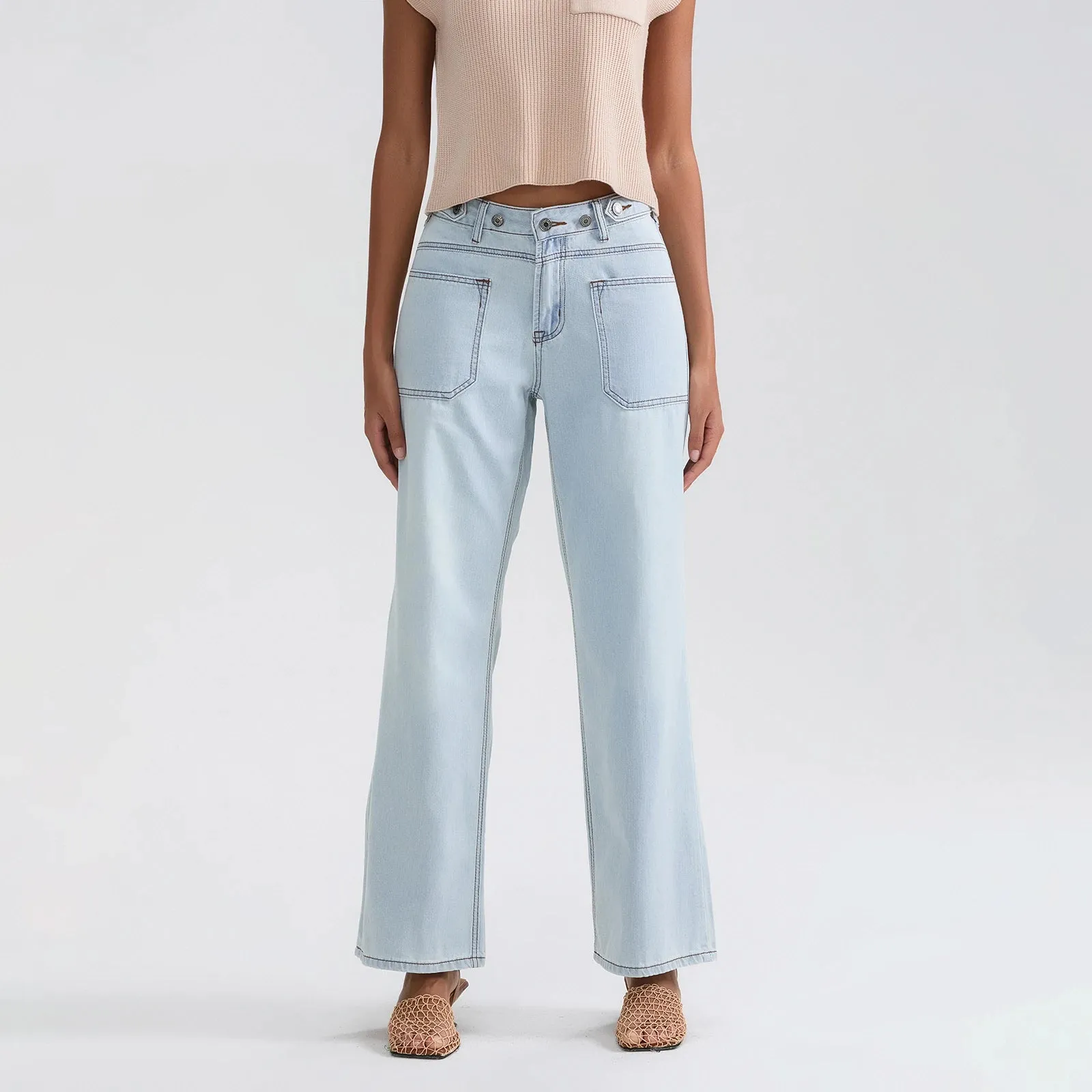 High Waist Wide Leg Denim Pants