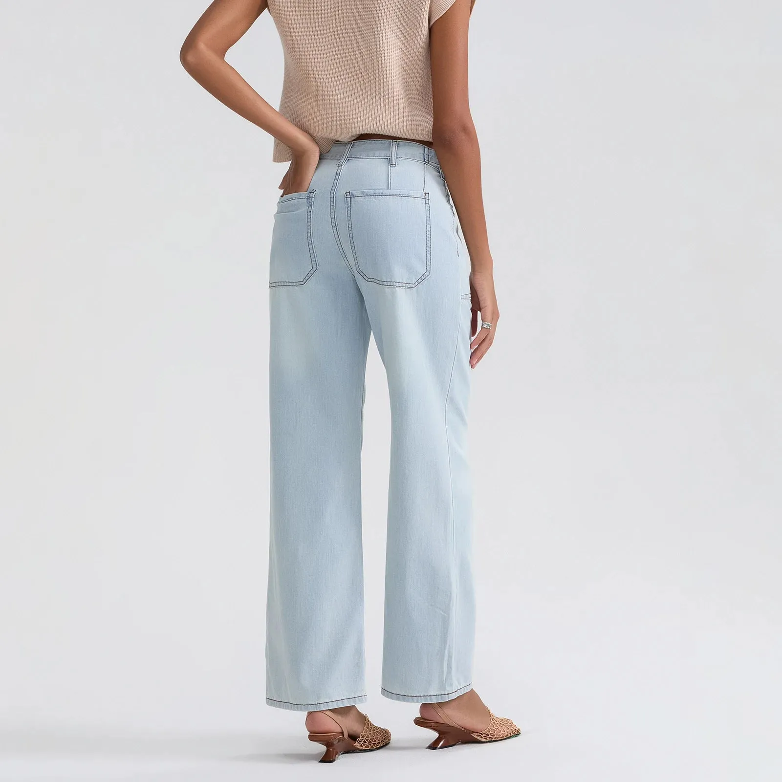 High Waist Wide Leg Denim Pants