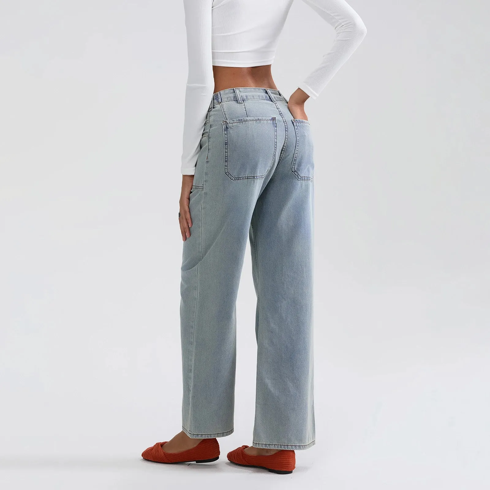 High Waist Wide Leg Denim Pants