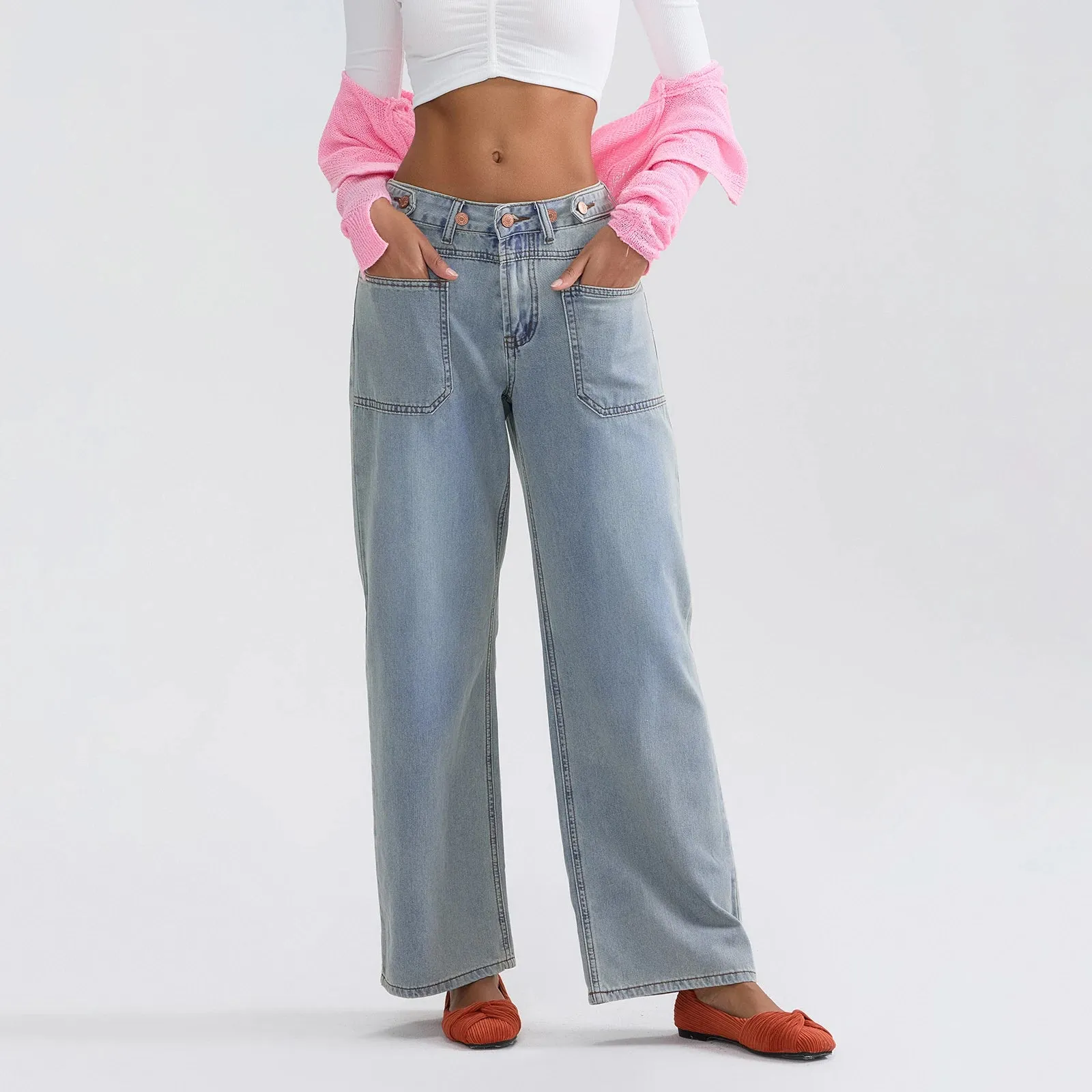 High Waist Wide Leg Denim Pants