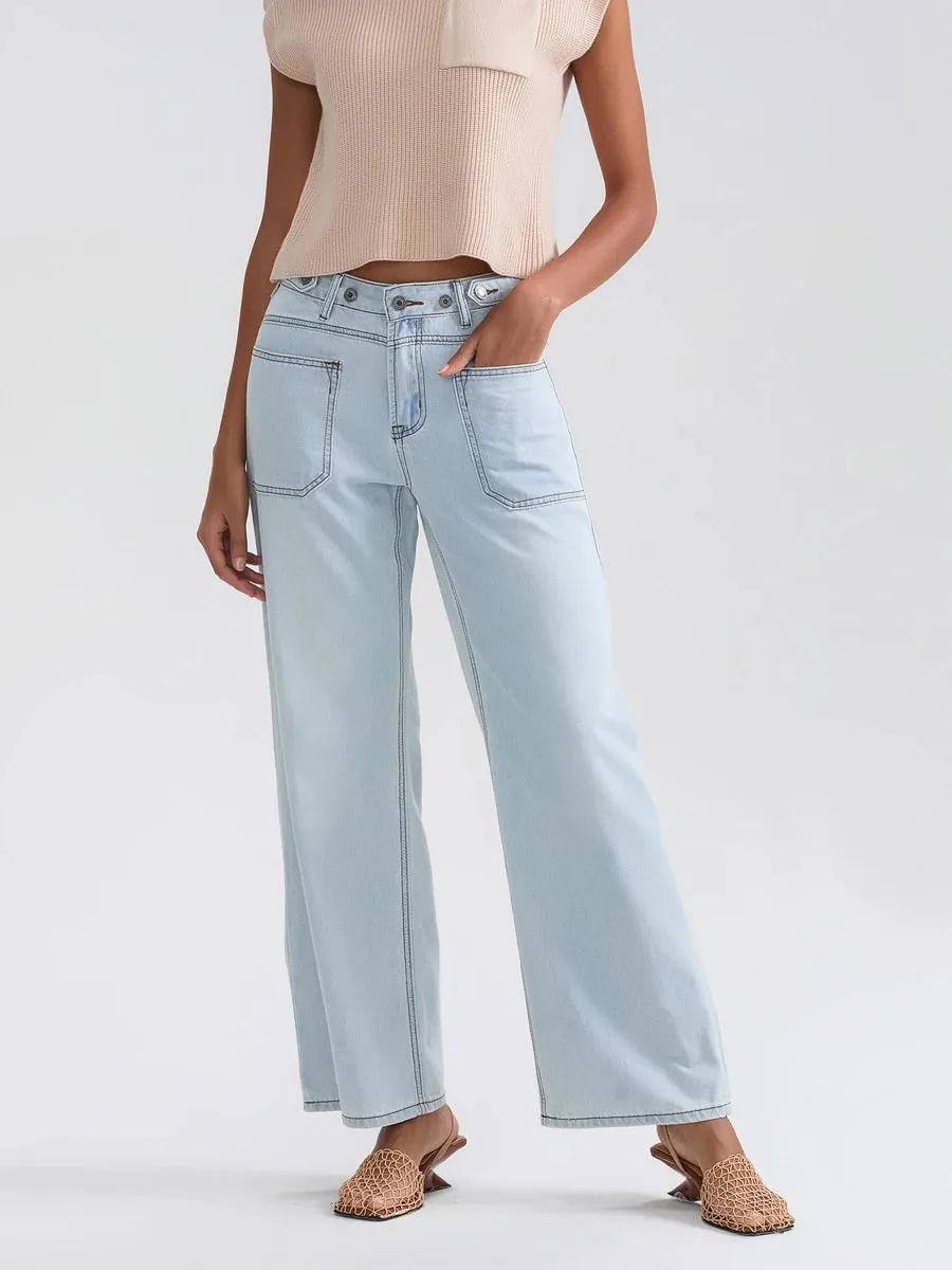 High Waist Wide Leg Denim Pants
