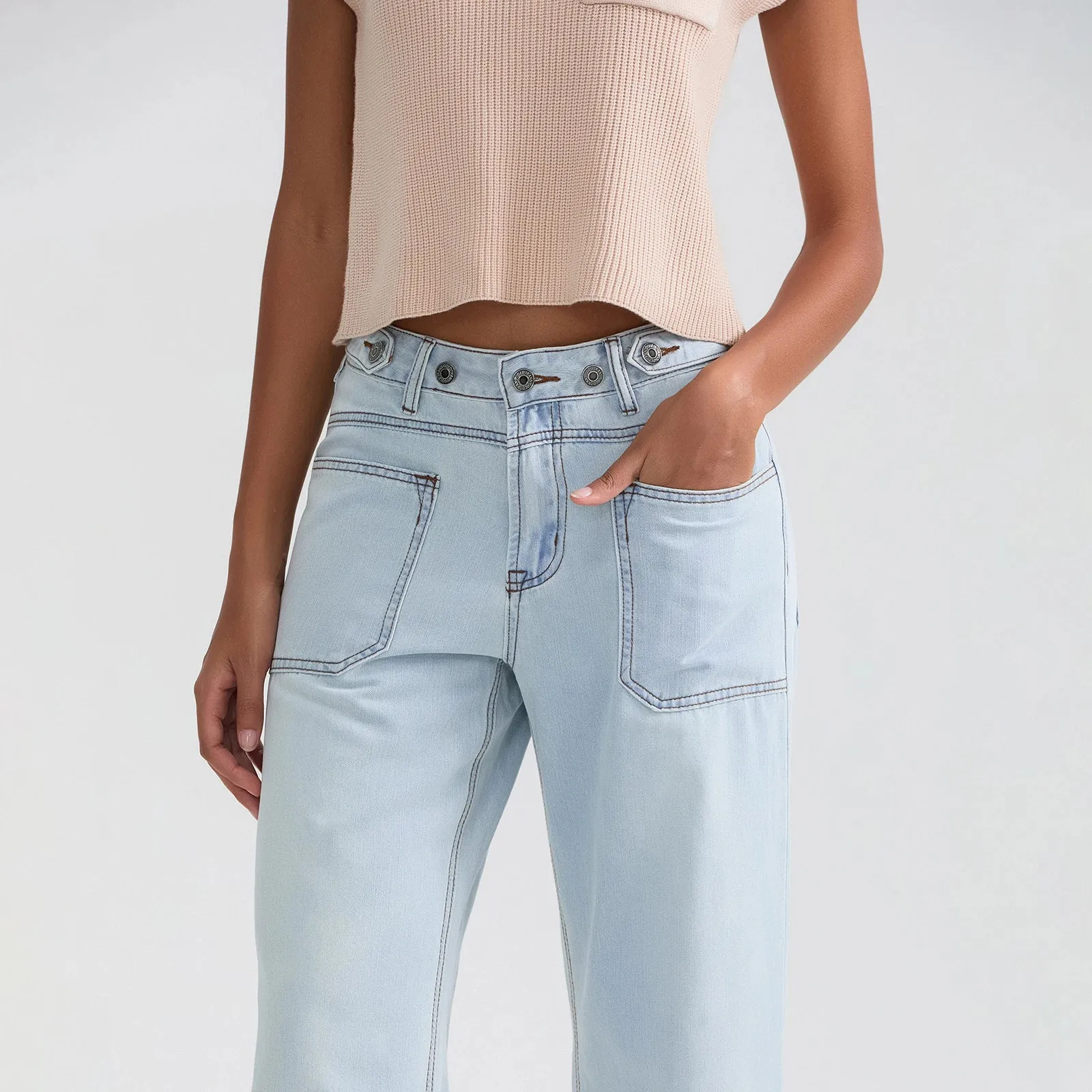 High Waist Wide Leg Denim Pants