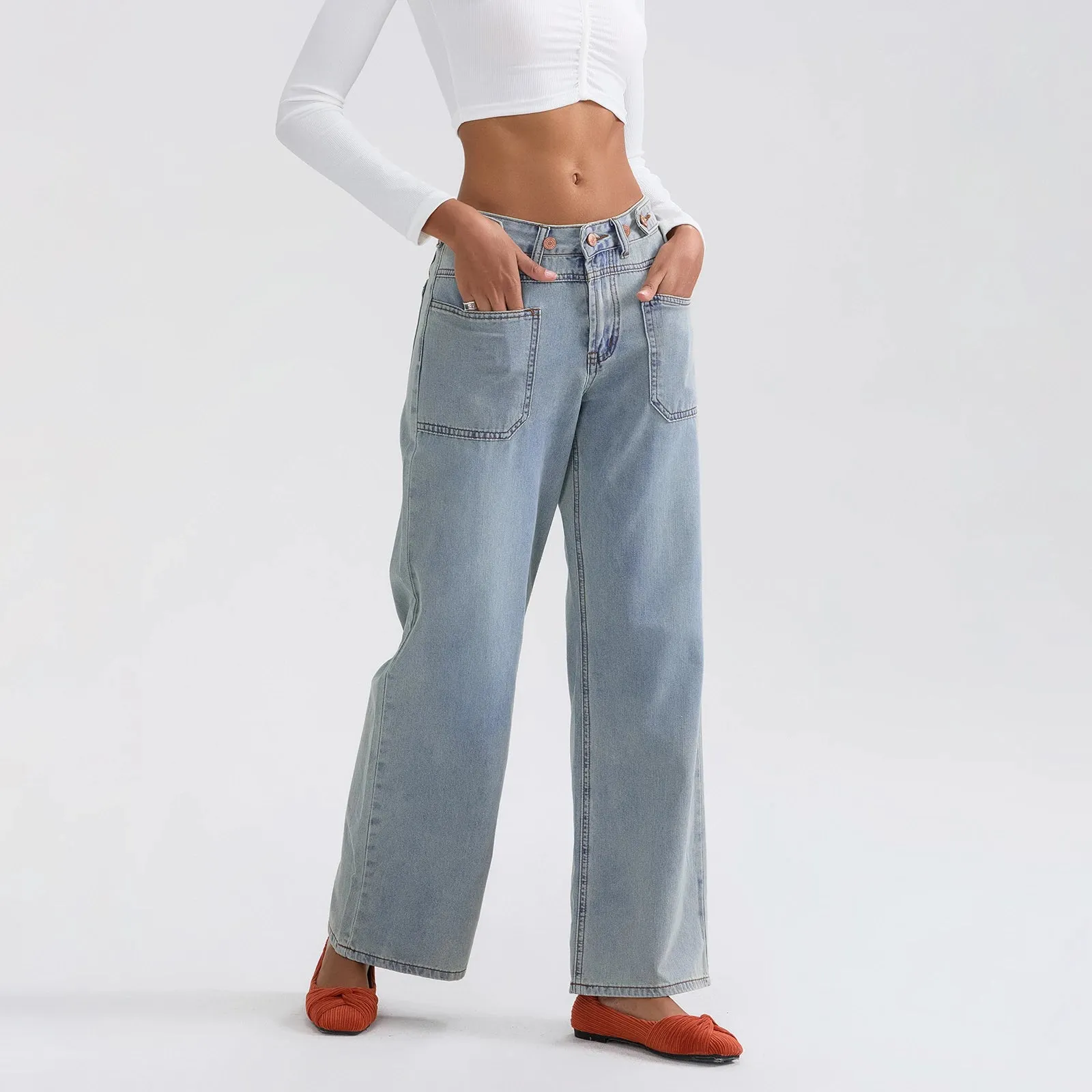 High Waist Wide Leg Denim Pants