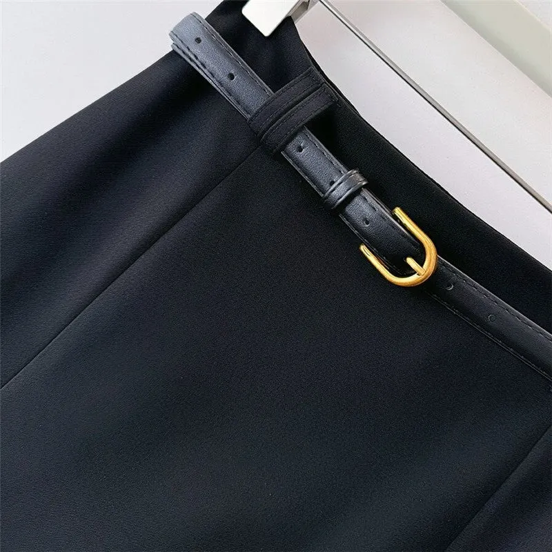 High-Waisted Pleated Skirt With Side Slit