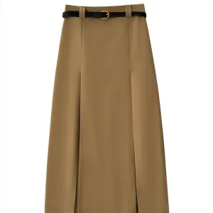High-Waisted Pleated Skirt With Side Slit