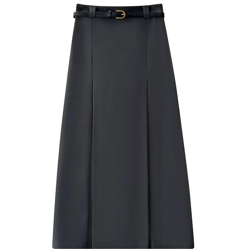 High-Waisted Pleated Skirt With Side Slit