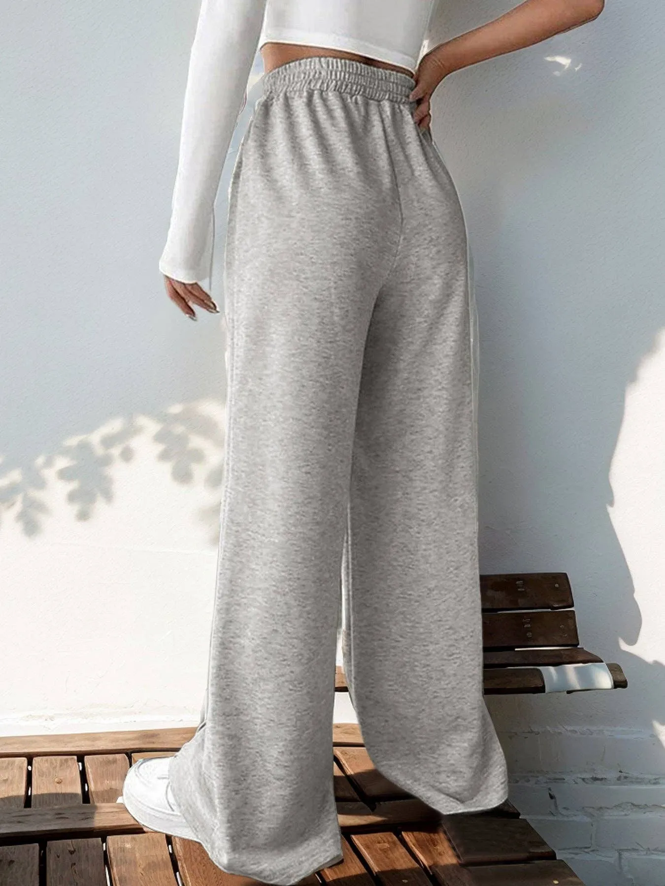 High-waisted Splicing Wide-leg Elastic Pants