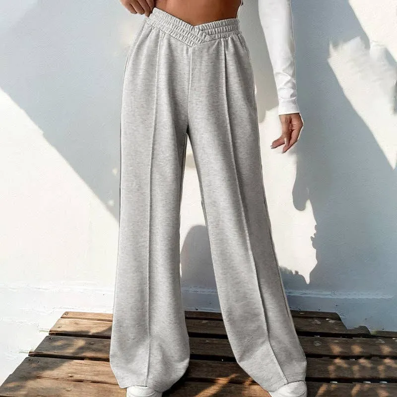 High-waisted Splicing Wide-leg Elastic Pants
