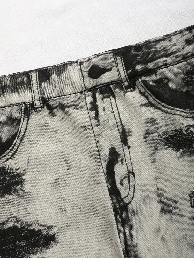 Hole Button Cotton Jean Shorts High Waist Skinny Ripped Denim Short