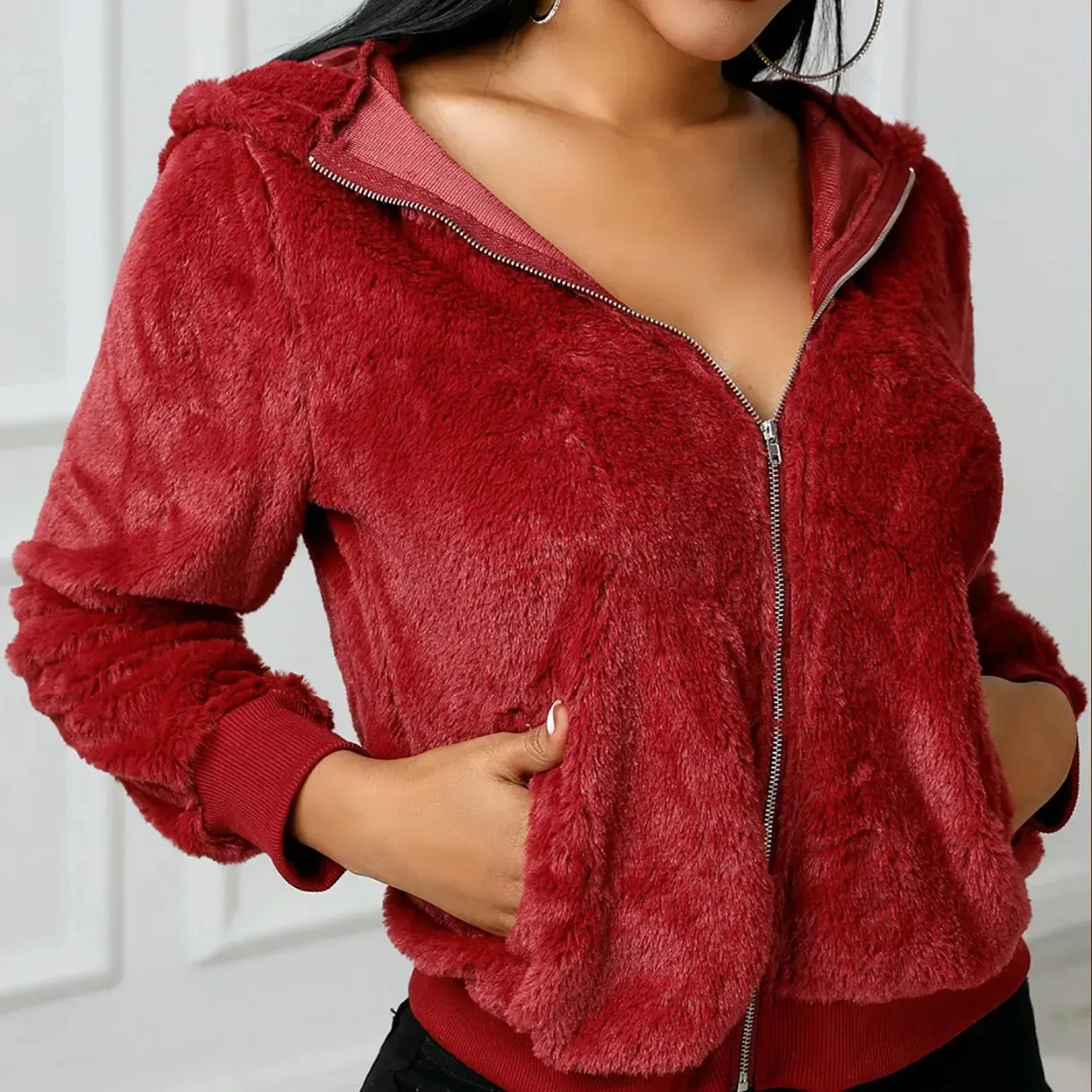 Hooded Patch Teddy Jacket – Cozy, Cute & Stylish