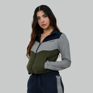 Ignite Zipper Cardigan - Navy / Olive