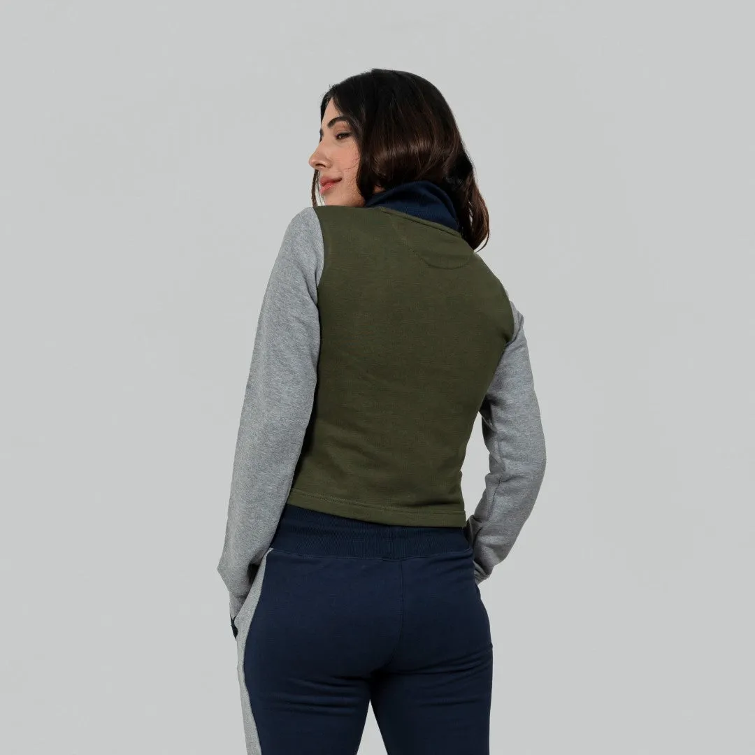 Ignite Zipper Cardigan - Navy / Olive