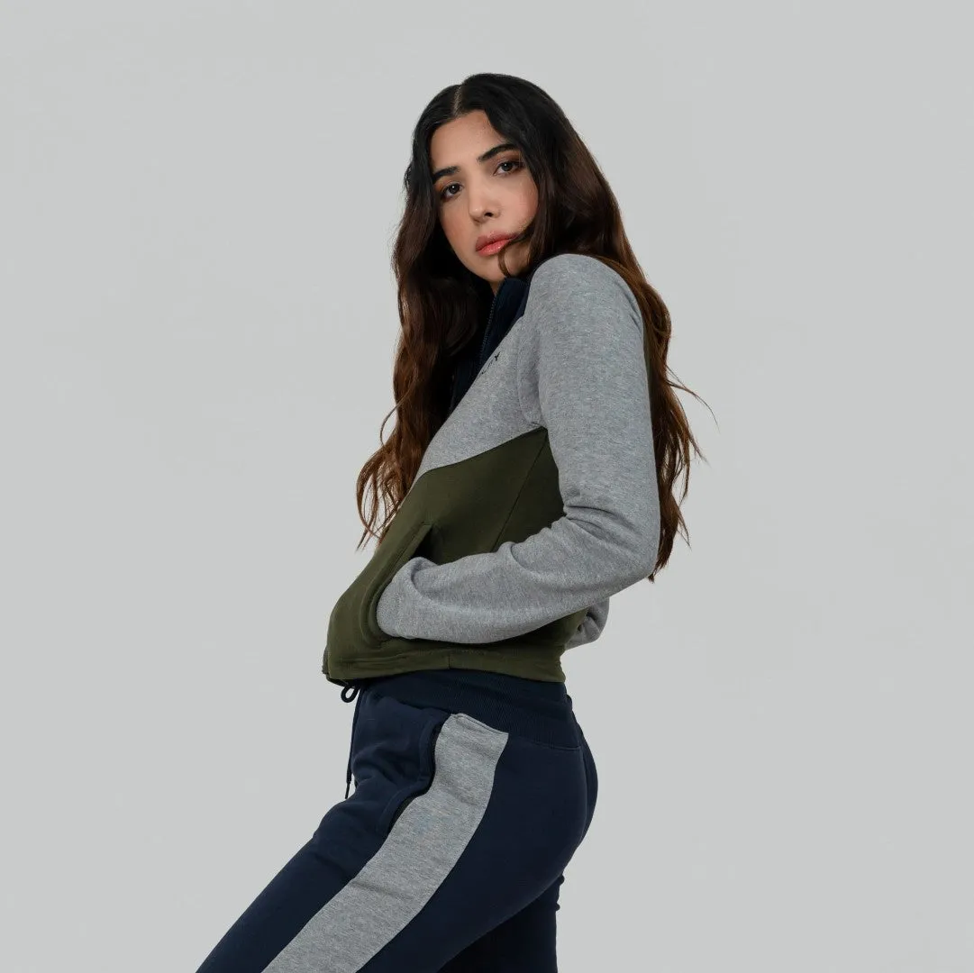 Ignite Zipper Cardigan - Navy / Olive