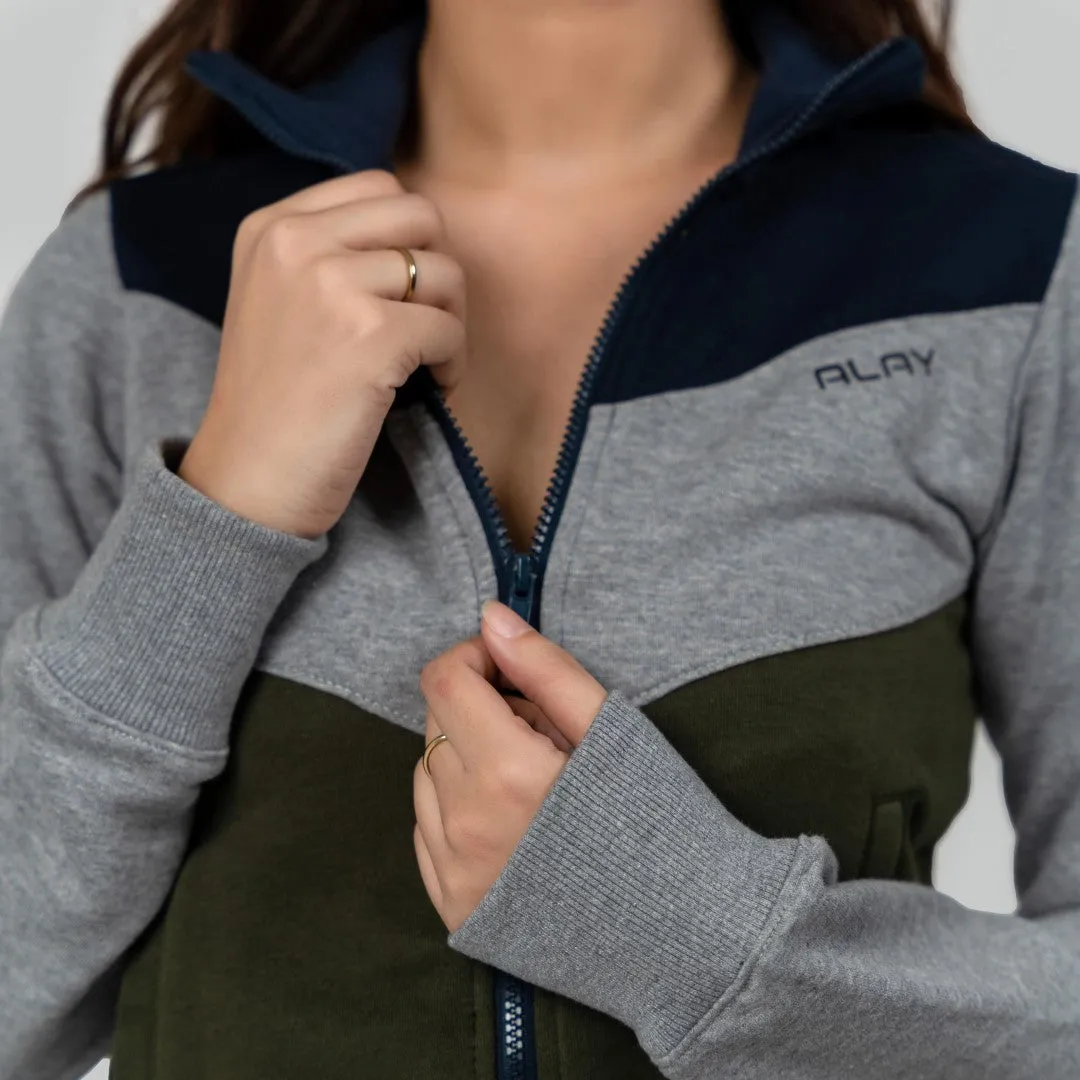 Ignite Zipper Cardigan - Navy / Olive