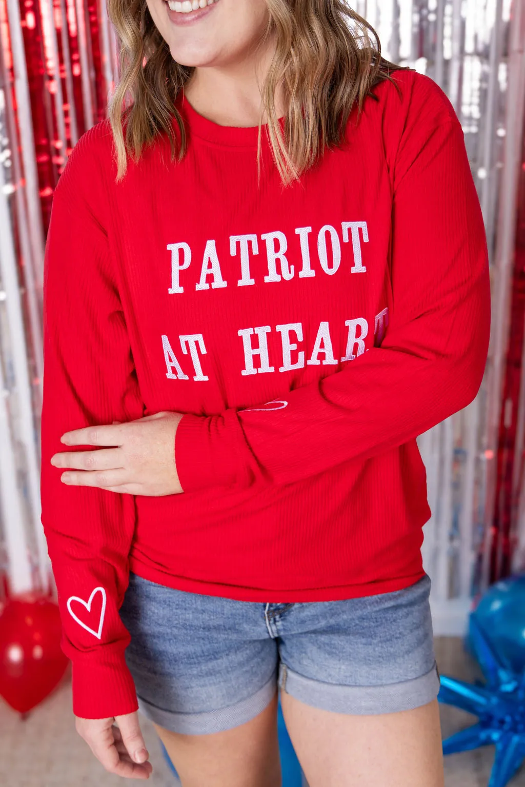 IN PRODUCTION Corrine Embroidered Pullover Top - Patriot at Heart