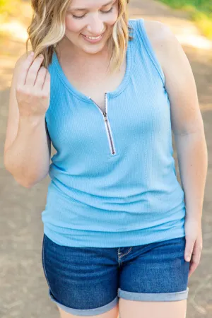 IN PRODUCTION Mila Zipper Tank - Blue