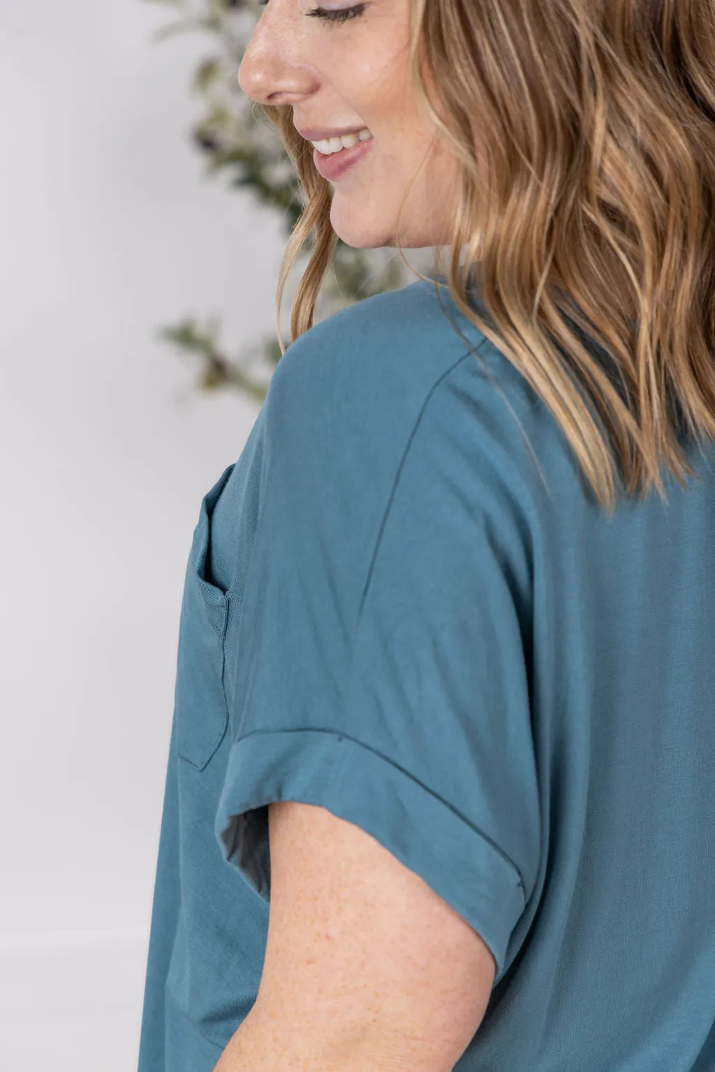 IN STOCK Sierra Pocket Top - Light Teal