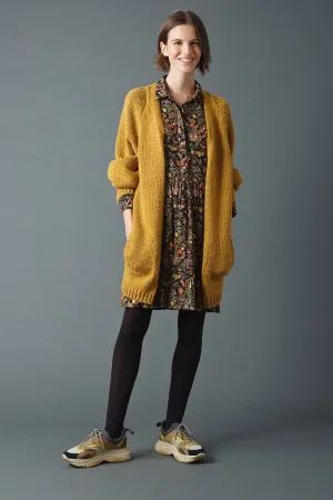 Indi & Cold Ana Chunky Knit Open Jacket (Mustard)