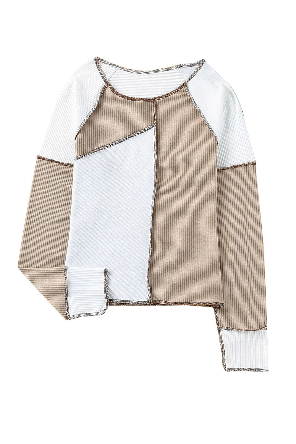 Irregular Seaming Trim Rib Knit Top