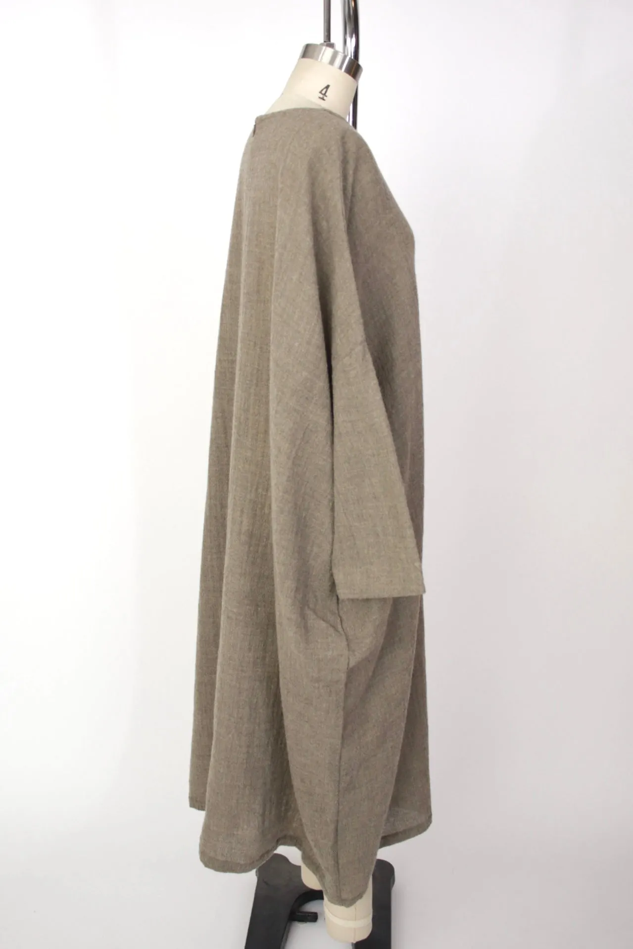 Japanese Neutral Wool Woven Sack Dress