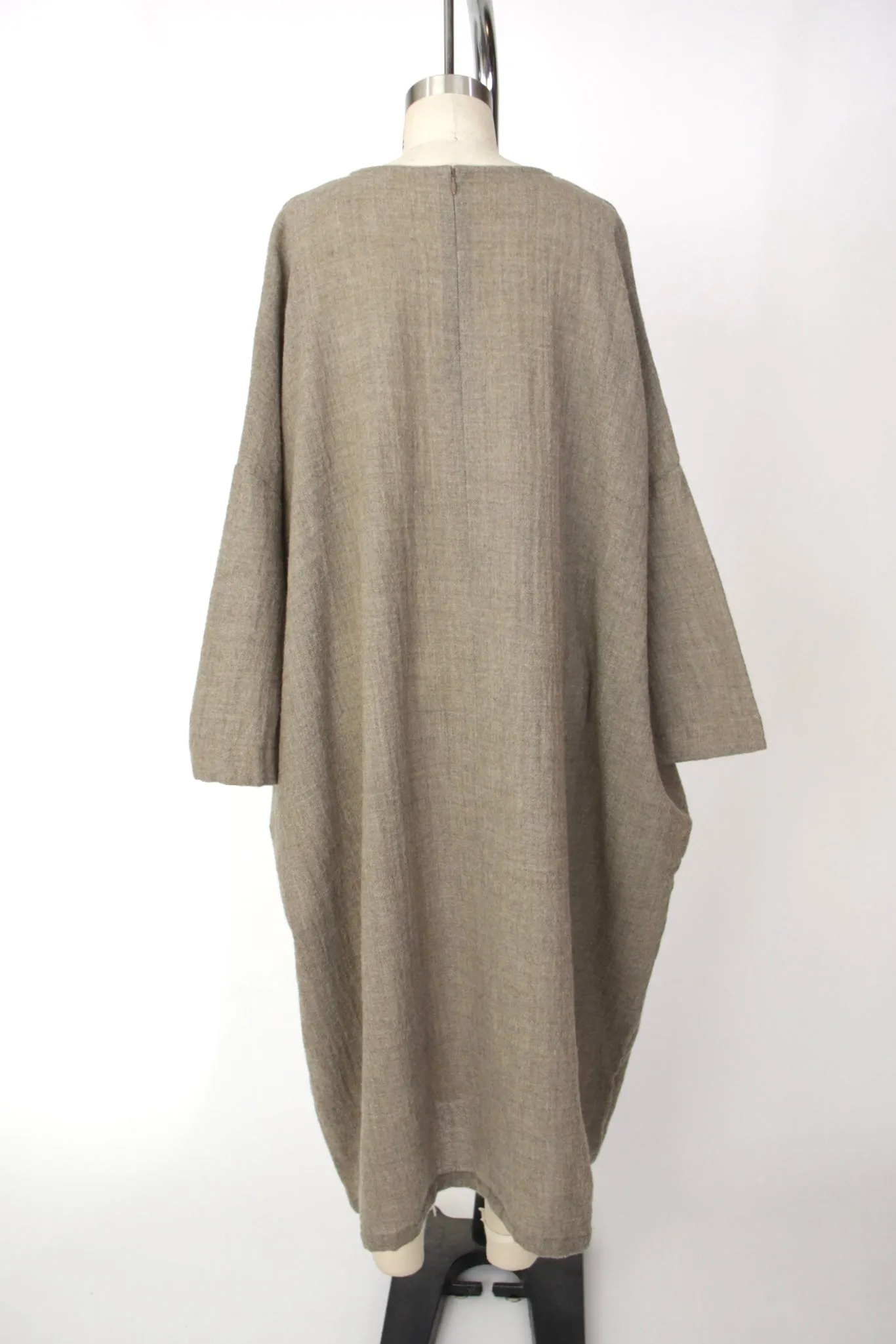 Japanese Neutral Wool Woven Sack Dress