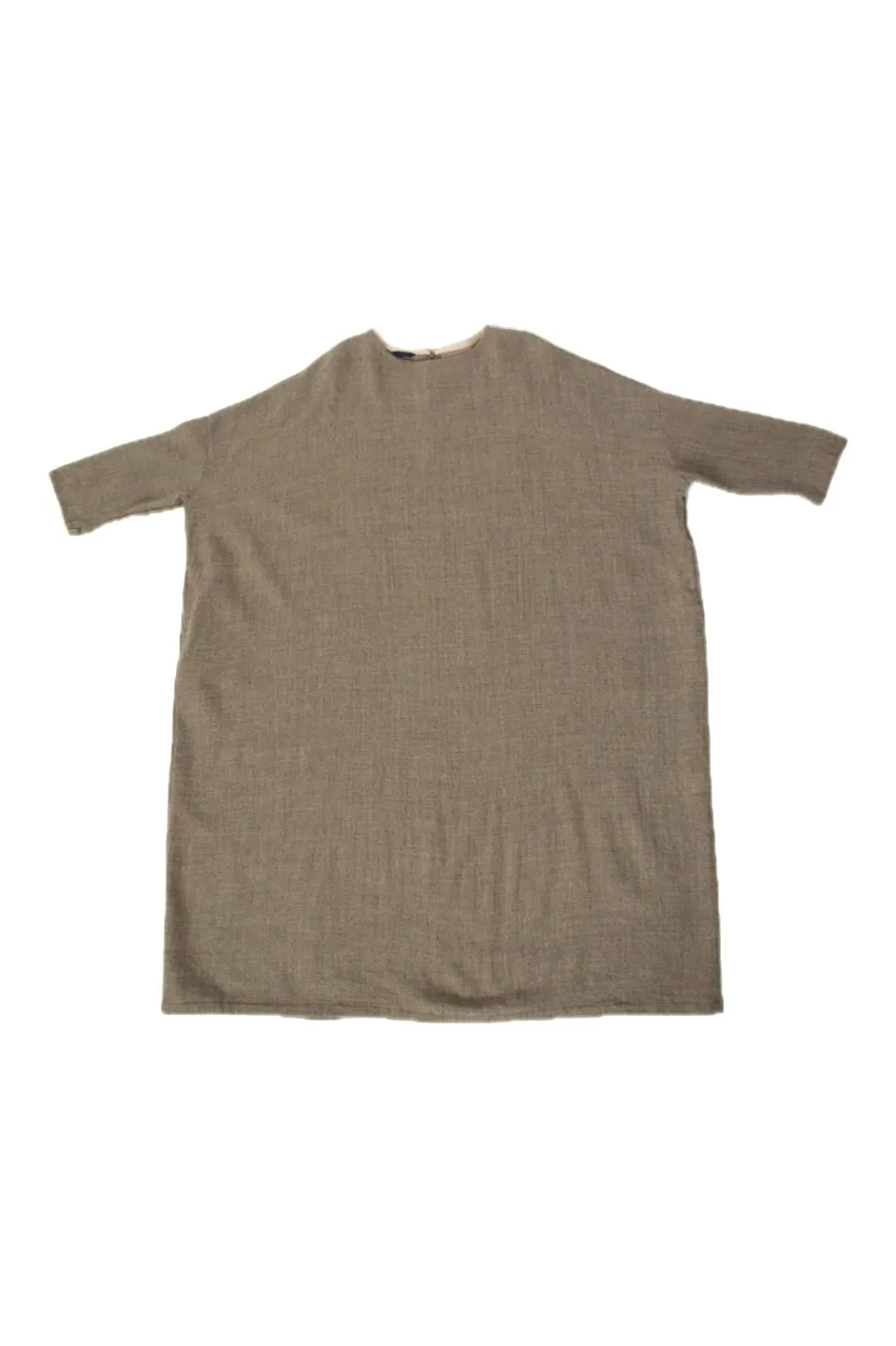 Japanese Neutral Wool Woven Sack Dress