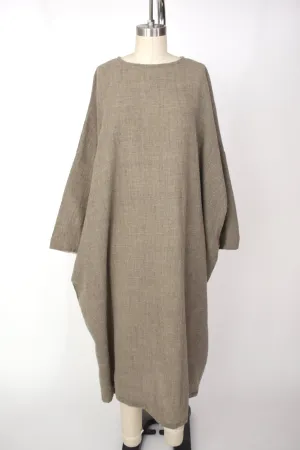 Japanese Neutral Wool Woven Sack Dress